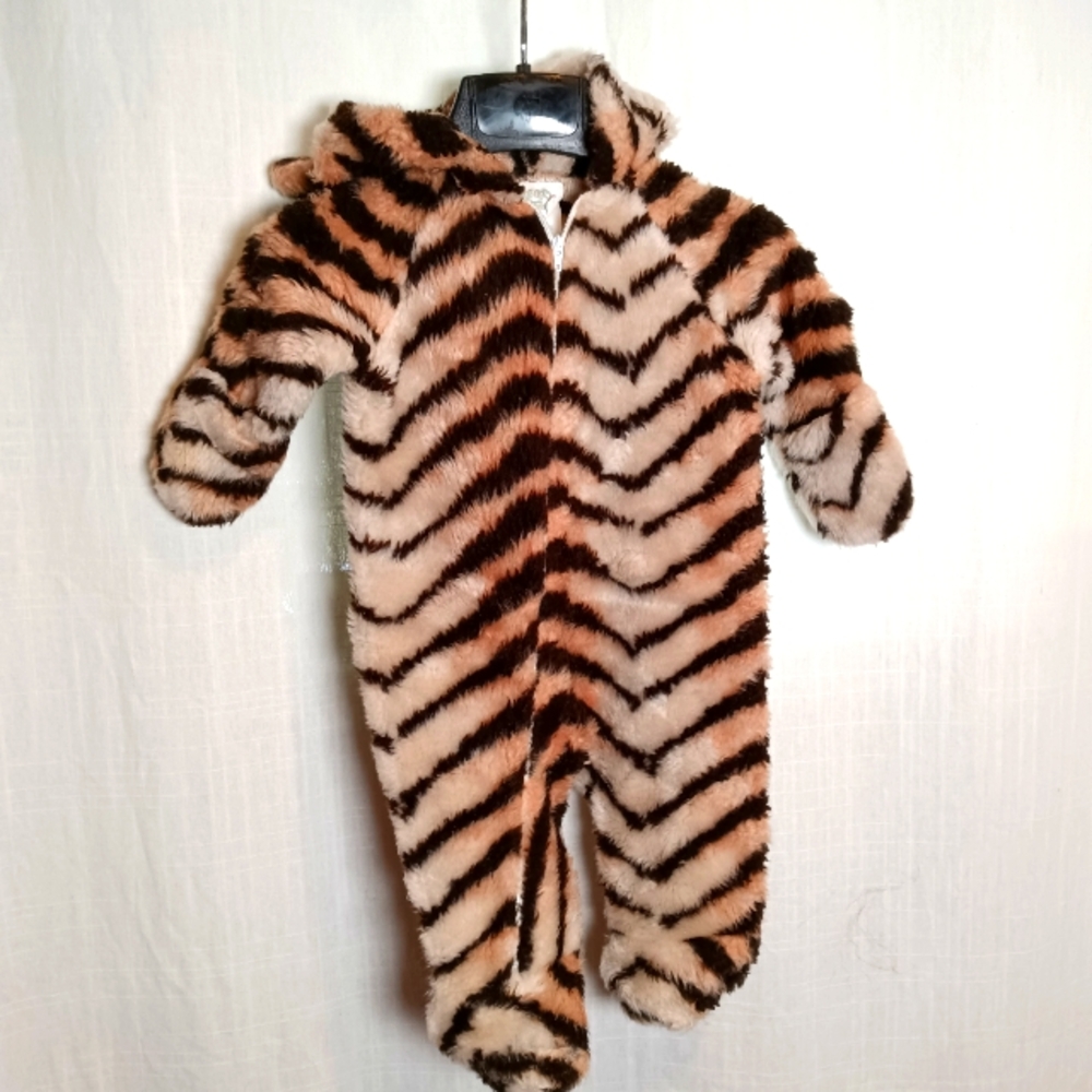 Vintage Tumble Time Faux Fur Tiger Suit Infant Romper Size 0-6 months